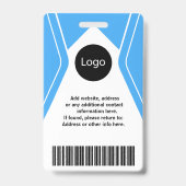 青カスタムの社員写真、ロゴ、バーコード バッジ (裏面)