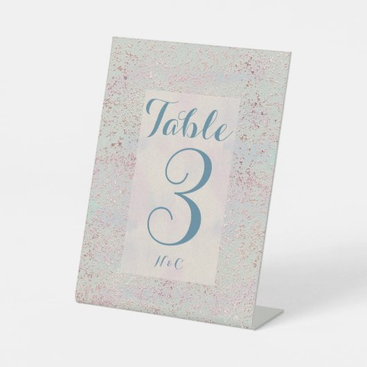 青カスタムエレガントモダン銅テーブル番号 台座サイン (正面)