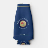 青カスタム色のビールモノグラム(名前とイニシャル) ボトルクーラー (正面)