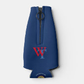 青カスタム色のビールモノグラム(名前とイニシャル) ボトルクーラー (裏面)