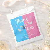 青カスタム色ピンク性別パーティーありがとう フェイバーバッグ (クリップ留めされた状態)