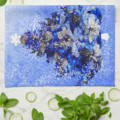 青カスタム飾いクリスマスツリー キッチンタオル (折り畳み)