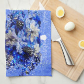 青カスタム飾いクリスマスツリー キッチンタオル (四つ折り)