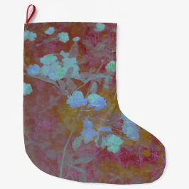 青カッコいいとピンクのフローラ ラージクリスマスストッキング