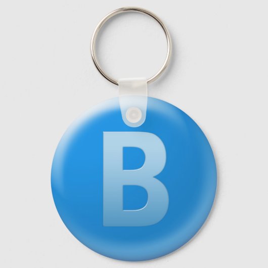 青カッコいいキーチェーン、文字B キーホルダー (正面)