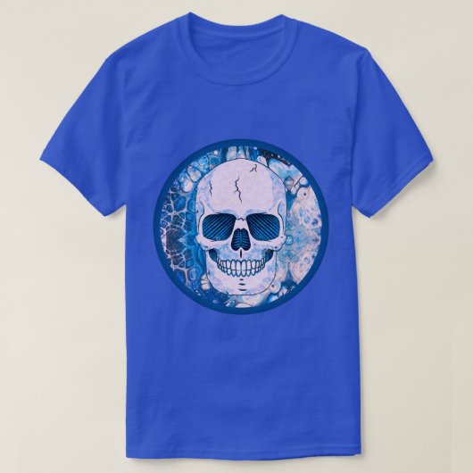 青カッコいいスカル Tシャツ (デザイン正面)