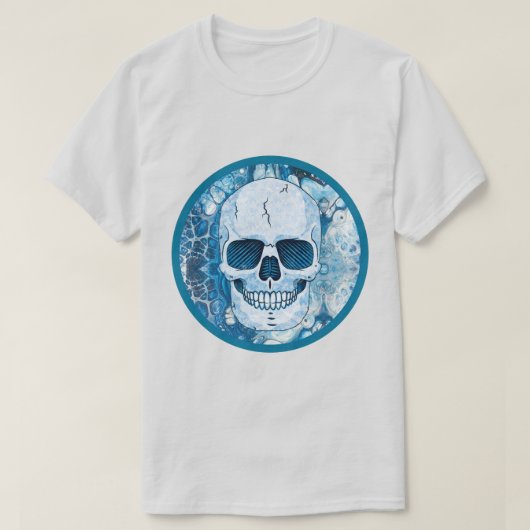 青カッコいいスカル Tシャツ (デザイン正面)