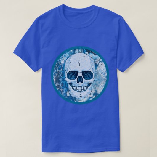青カッコいいスカル Tシャツ (デザイン正面)