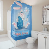 青カッコいいハッピーイースター シャワーカーテン (インサイチュ)