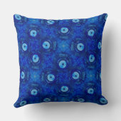 青カッコいいモダン悪のアイパターンのデジタルアート クッション (裏面)