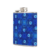 青カッコいいモダン悪のアイパターンのデジタルアート フラスク (左)