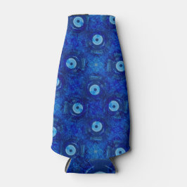 青カッコいいモダン悪のアイパターンのデジタルアート ボトルクーラー