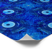 青カッコいいモダン悪のアイパターンのデジタルアート ポスター (角)
