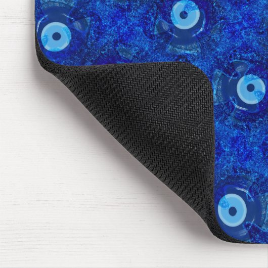 青カッコいいモダン悪のアイパターンのデジタルアート マウスパッド (コーナー)