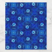 青カッコいいモダン悪のアイパターンのデジタルアート ワインラベル (シングルラベル)