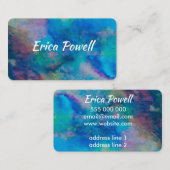 青カッコいい抽象芸術モダン水彩画 名刺 (正面/裏面)