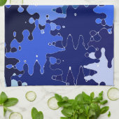 青カッコいい抽象芸術図形 キッチンタオル (折り畳み)