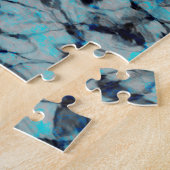 青カッコいい水モダン色のデジタルアート ジグソーパズル (側面)