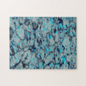 青カッコいい水モダン色のデジタルアート ジグソーパズル (横)