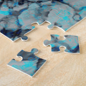 青カッコいい水モダン色のデジタルアート ジグソーパズル (側面)