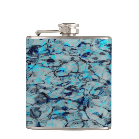 青カッコいい水モダン色のデジタルアート フラスク (正面)