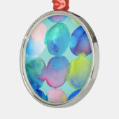 青カッコいい水彩抽象芸術 メタルオーナメント (左)