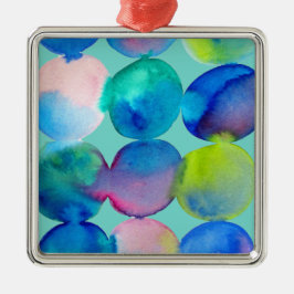 青カッコいい水彩抽象芸術 メタルオーナメント