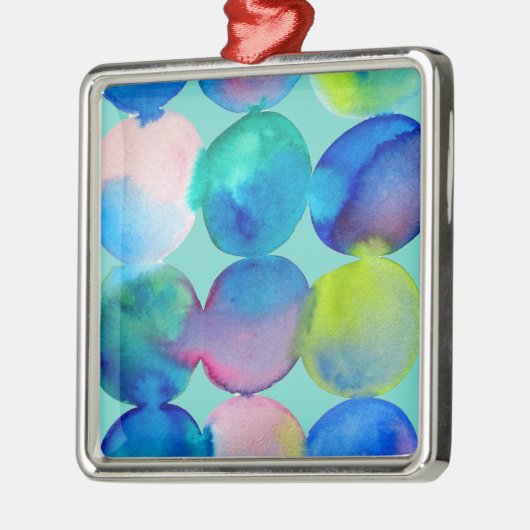 青カッコいい水彩抽象芸術 メタルオーナメント (左)