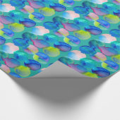 青カッコいい水彩抽象芸術 ラッピングペーパー (角)