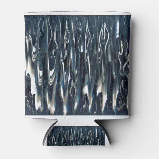 青カッコいい炎 缶クーラー (正面)