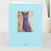 青カッコいい猫ハッピーバースデー カード (裏面)