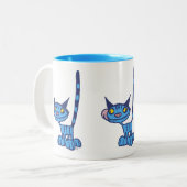 青カッコいい猫 ツートーンマグカップ (正面左)