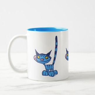 青カッコいい猫 ツートーンマグカップ