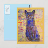 青カッコいい猫 ポストカード (正面/裏面)