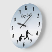 青カッコいい球遊野球時計 ラージ壁時計 (傾斜)