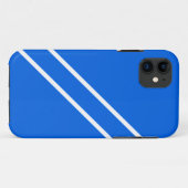 青カッコいい航海の白お洒落対角ストライプ線 Case-Mate iPhoneケース (裏面(横))
