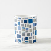 青カッコいい色と灰色の四角形と長方形 コーヒーマグカップ (中央)