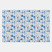 青カッコいい色と灰色の四角形と長方形 ラッピングペーパーシート (正面2)