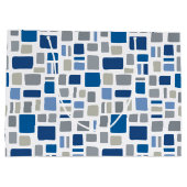 青カッコいい色と灰色の四角形と長方形 ラージペーパーバッグ (裏面)