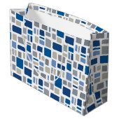 青カッコいい色と灰色の四角形と長方形 ラージペーパーバッグ (裏面アングル)