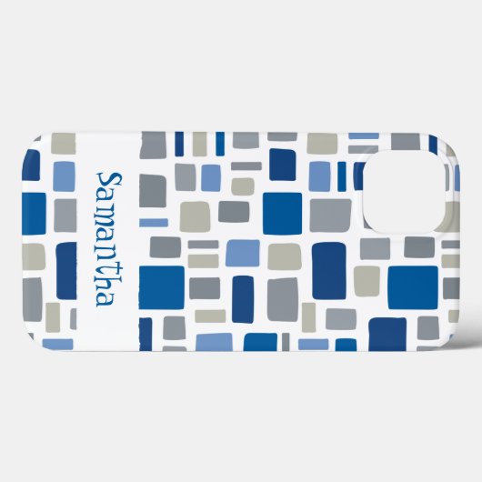 青カッコいい色と灰色の四角形と長方形 Case-Mate iPhoneケース (裏面 (横))