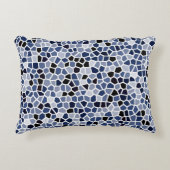 青カッコいい色のステンドグラス模様 アクセントクッション (正面)