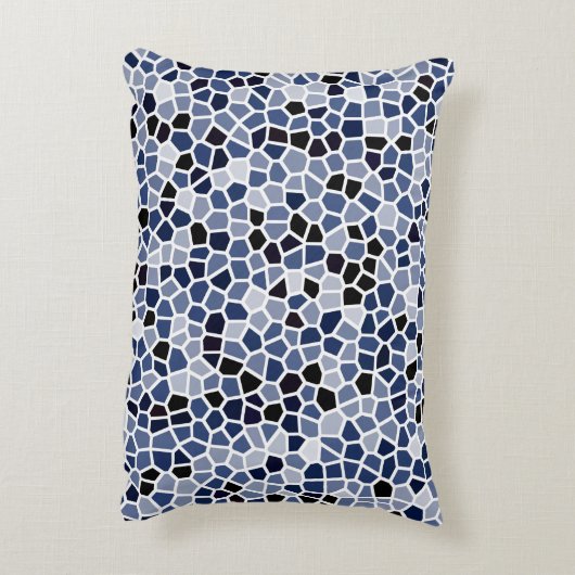 青カッコいい色のステンドグラス模様 アクセントクッション (裏面(縦))