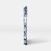 青カッコいい色のステンドグラス模様 iPhoneケース (右側面)