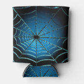 青カッコいい蜘蛛の巣 缶クーラー (正面)