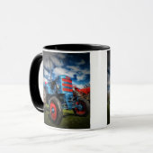 青カッコいい赤アンティークトラクタギフト農家 マグカップ (正面左)