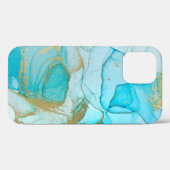 青カッコいい金ゴールドユニーク水色の旋回パターン Case-Mate iPhoneケース (裏面 (横))