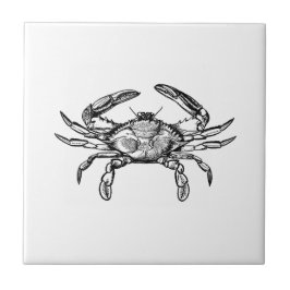 青カニのロゴ(白黒) タイル