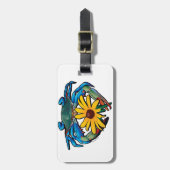 青カニメリーランド黒目のスーザン ラゲッジタグ (正面縦)