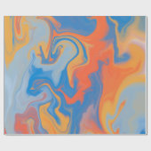 青カラフルいオレンジ色の渦巻き ラッピングペーパー (フラット)